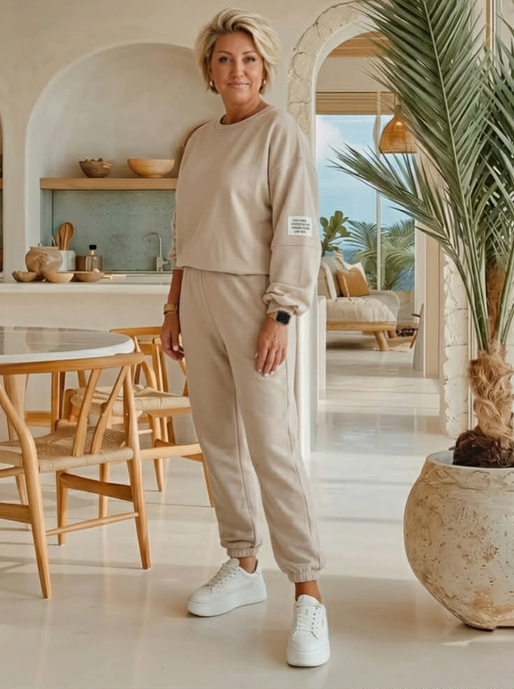 Máslová tepláková souprava Chica od S do 2XL - růžová