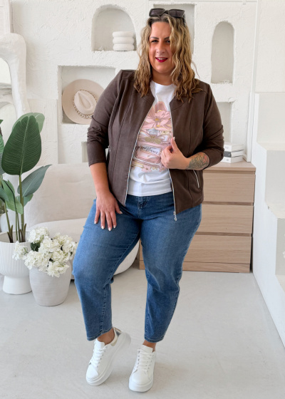 Bunda alá broušená kůže do vel. 50 - čokoláda