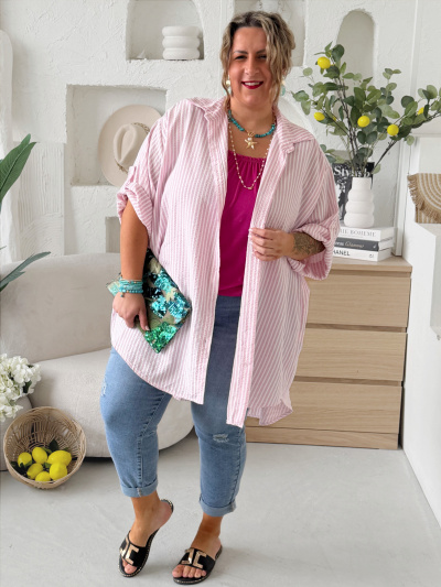 Krepová košile do 5XL - růžová