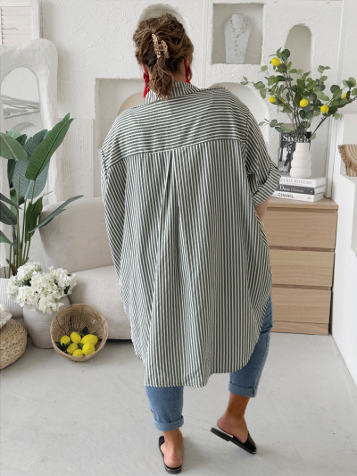 Krepová košile do 5XL - khaki