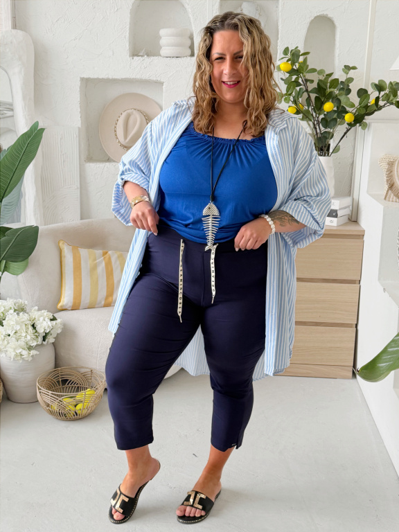 Superstrečové 7/8 kalhotové legíny Queen až na 5XL - tmavě modré