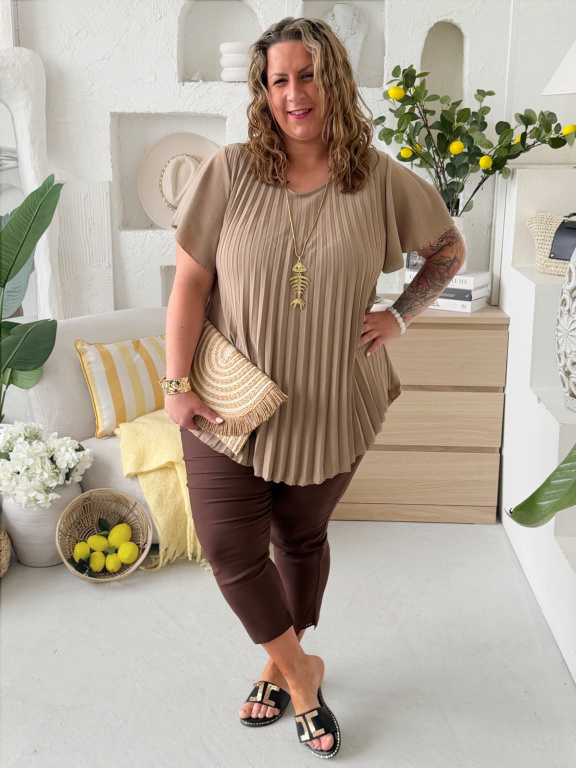 Superstrečové 7/8 kalhotové legíny Queen až na 5XL - čokoládové