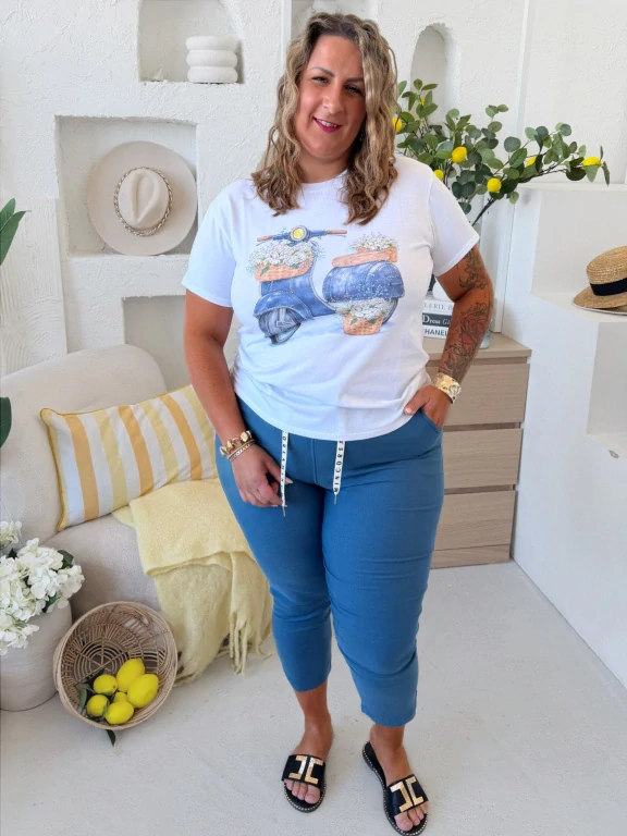 Superstrečové 7/8 kalhotové legíny Queen až na 5XL - denim modré