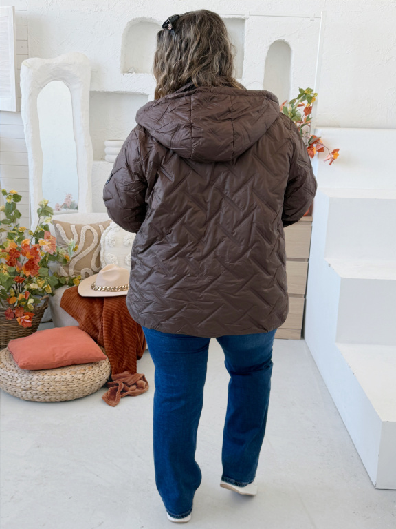 Přechodová podzimní bunda Lien do 7XL - čokoláda