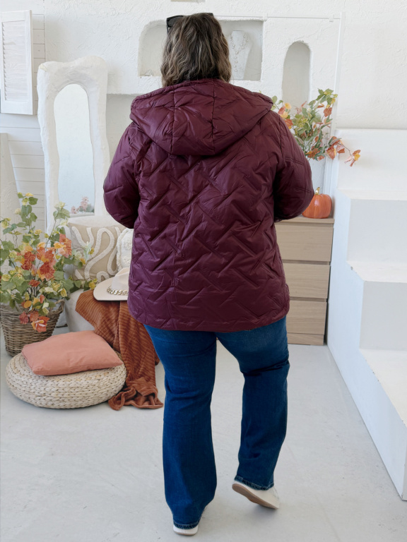 Přechodová podzimní bunda Lien do 7XL - vínová