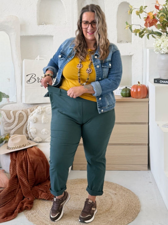 Elastické kalhoty Hope do 4XL - smaragdové