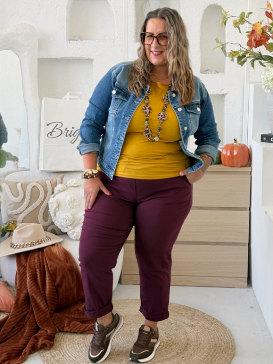 Elastické kalhoty Hope do 4XL - bordo