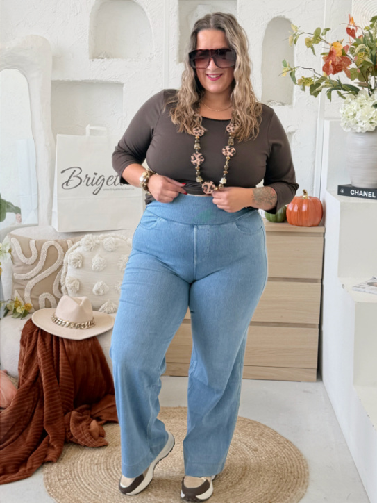 Džegíny Adena do 4XL - světle modrý denim