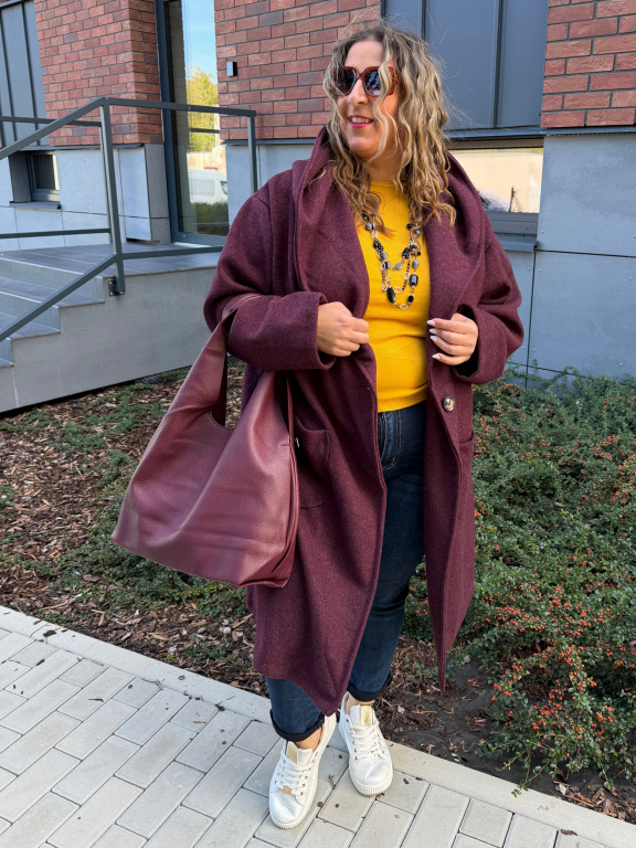Oversize kabát Margot do 5XL - bordo