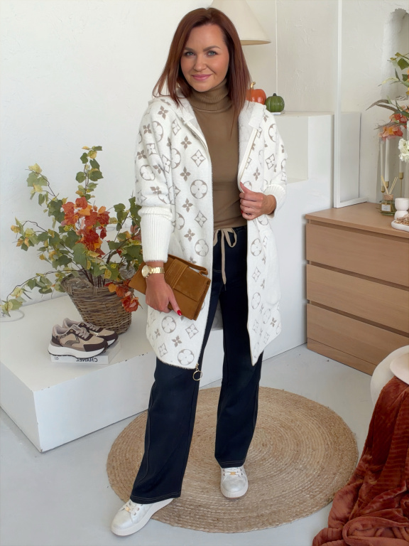 Alpakový kabátek Elegance Kapuca do 2XL - bílý