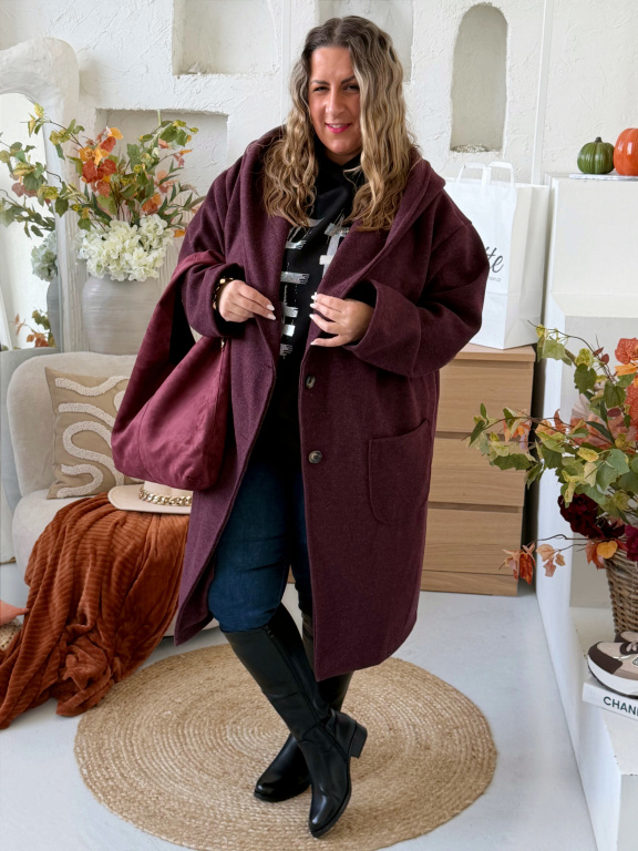 Oversize kabát Margot do 5XL - bordo
