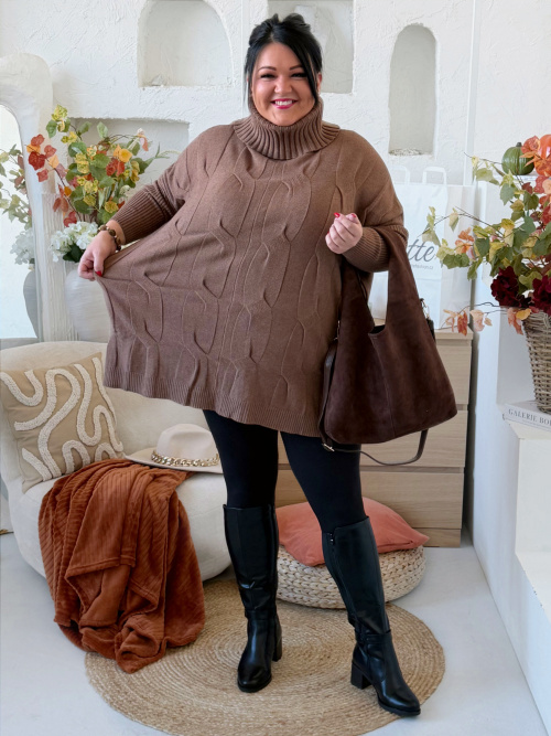 Oversize rolák Sofie do 4XL - čokoláda