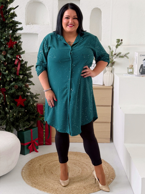 Košile PARTY QUEEN do 4XL - smaragdová