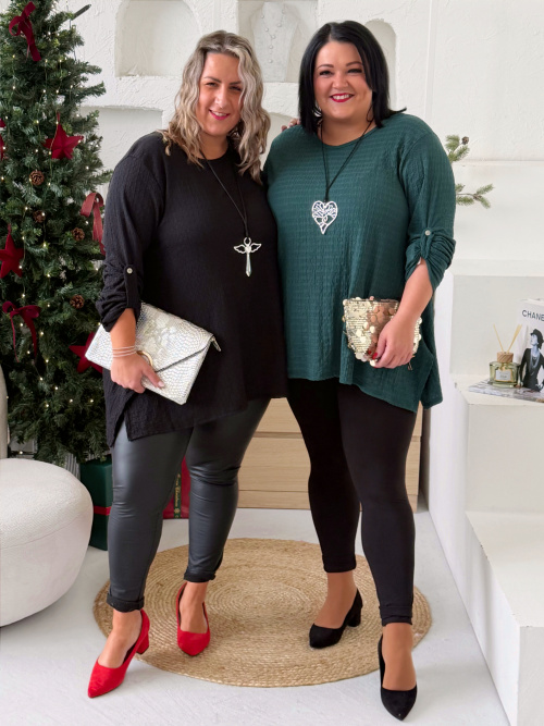 Mačkaná halenka Comfy do 4XL - černá