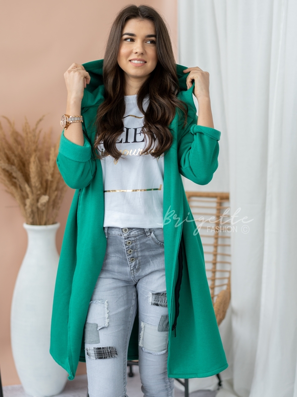 Oversize vyteplený cardigan zelený