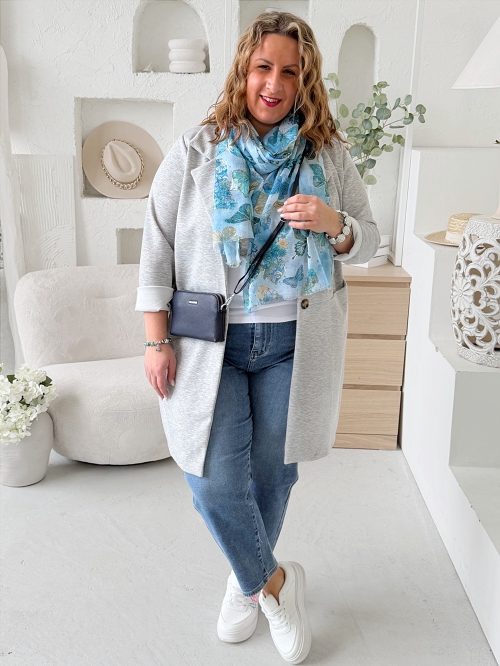 Delší máslové sáčko Gloria do 3XL - melír šedé