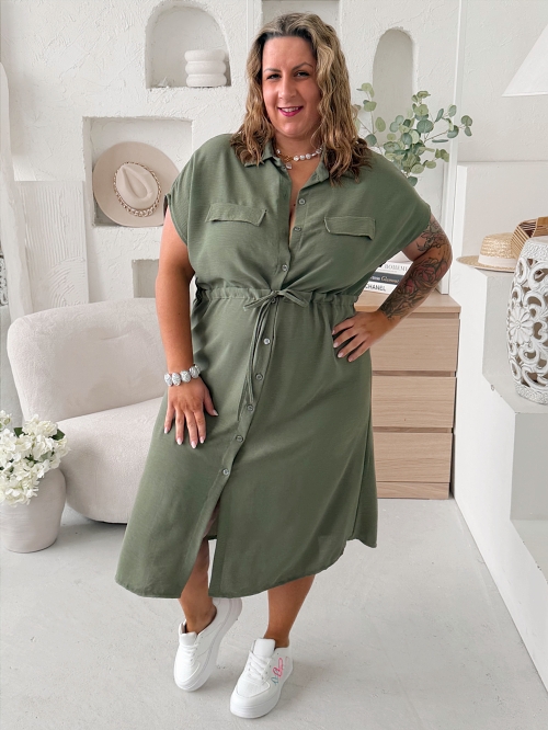 Košilové šaty Olivia do 4XL - khaki