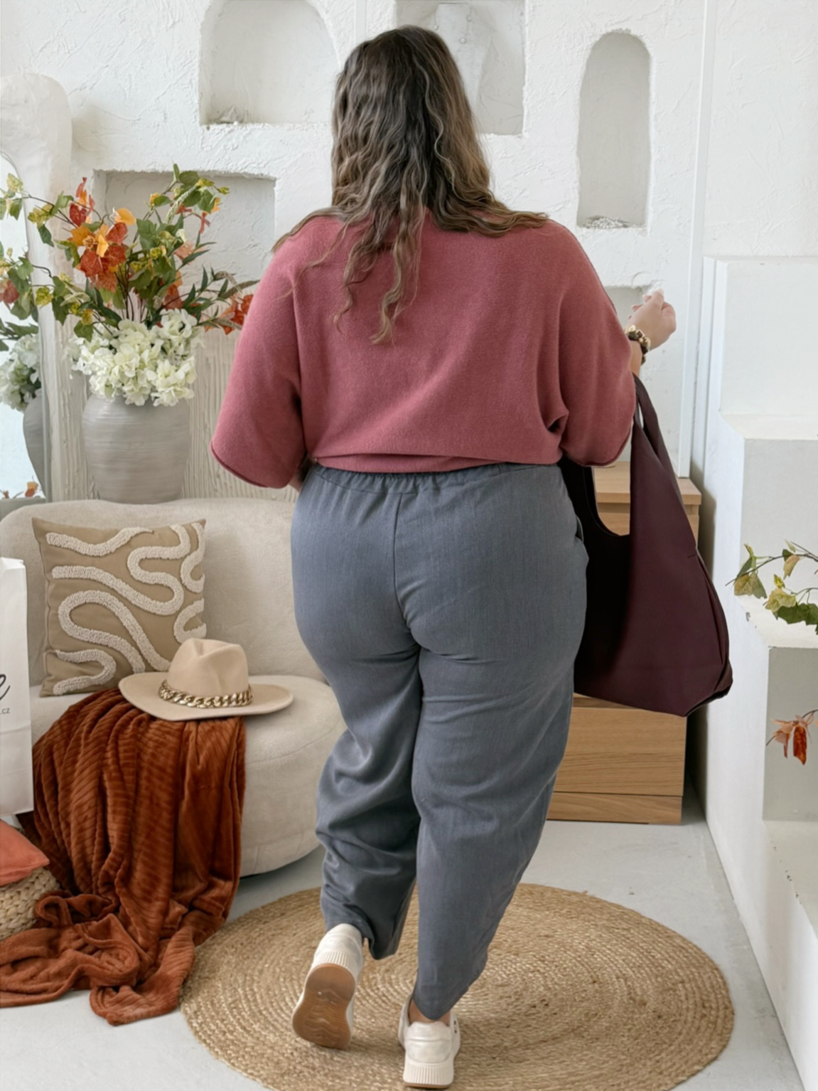 Balonové kalhoty Manon do 3XL - šedé