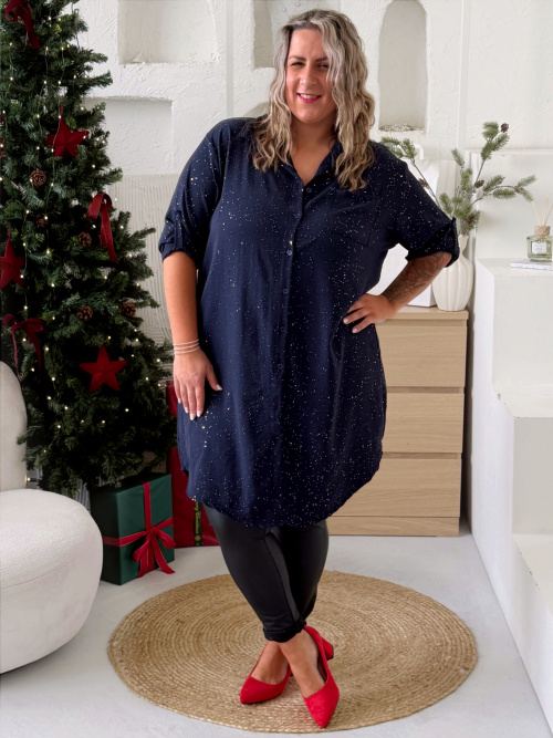 Košile PARTY QUEEN do 4XL - tmavě modrá