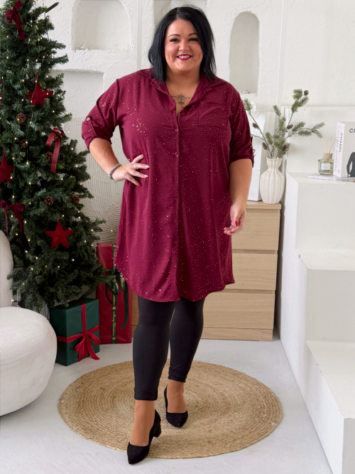 Košile PARTY QUEEN do 4XL - bordo