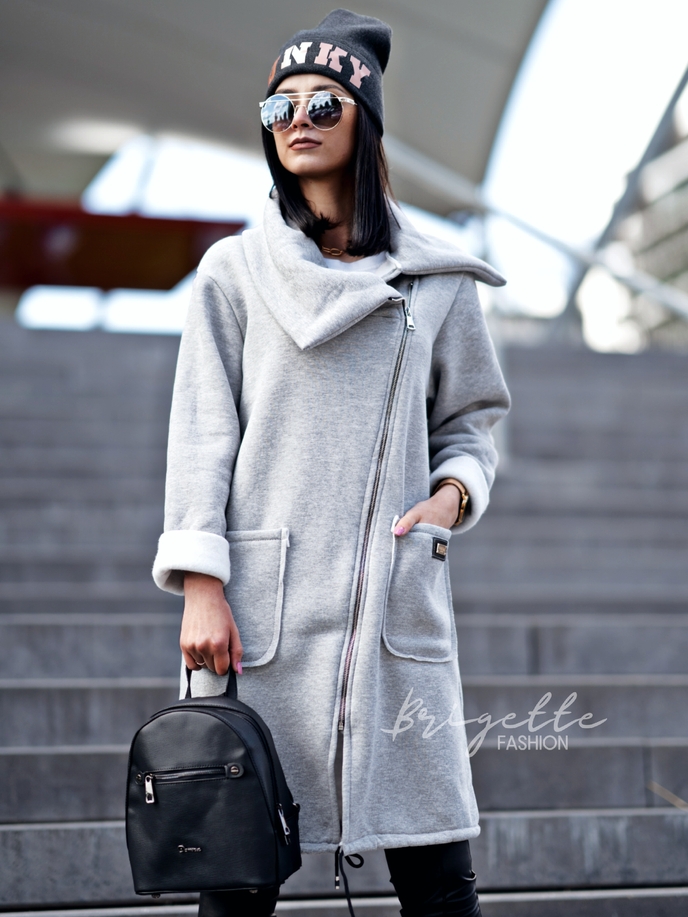 Vyteplená mikina Street Style šedá