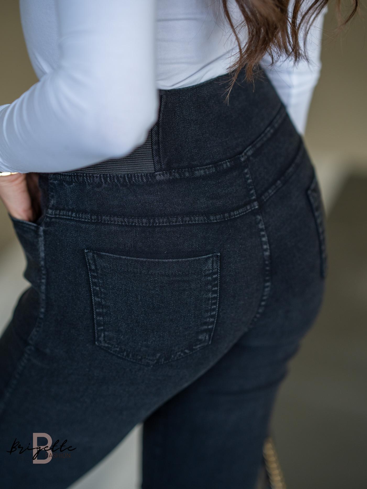 Šedočerné jeggings 