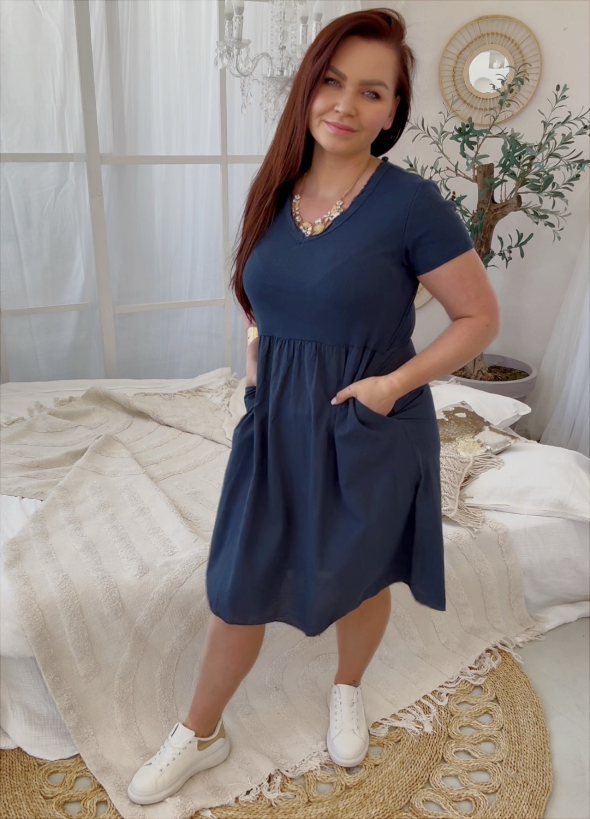 Bavlněné šaty Sara do 2XL - tyrkysové
