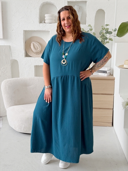 Šaty Sunny Comfort do 5XL - petrolej