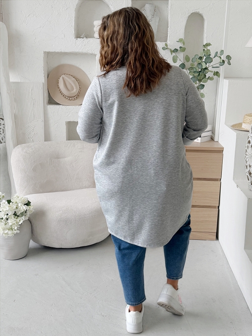 Delší máslové sáčko Gloria do 3XL - melír šedé