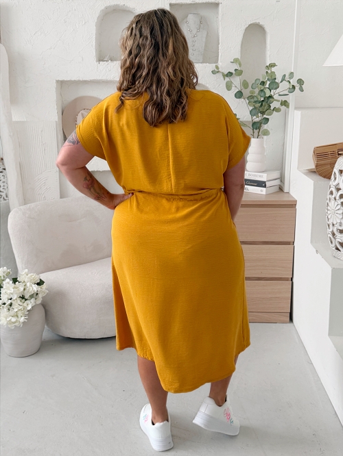 Košilové šaty Olivia do 4XL - hořčicové
