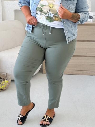 Superelastické strečové kalhoty Ivka khaki