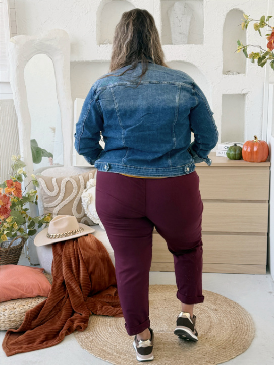 Elastické kalhoty Hope do 4XL - bordo