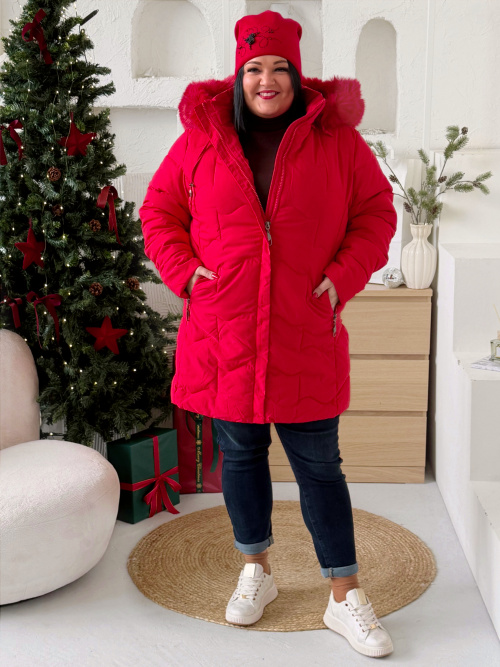 Zimní bunda Soňa do 4XL - červená