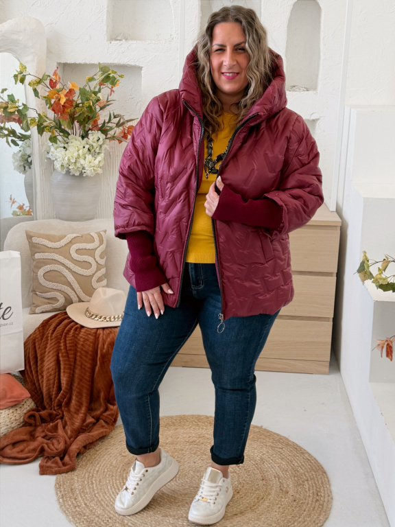 Přechodová bunda Trendy do 3XL - vínová