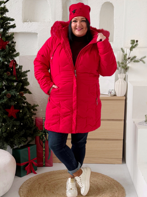 Zimní bunda Soňa do 4XL - červená