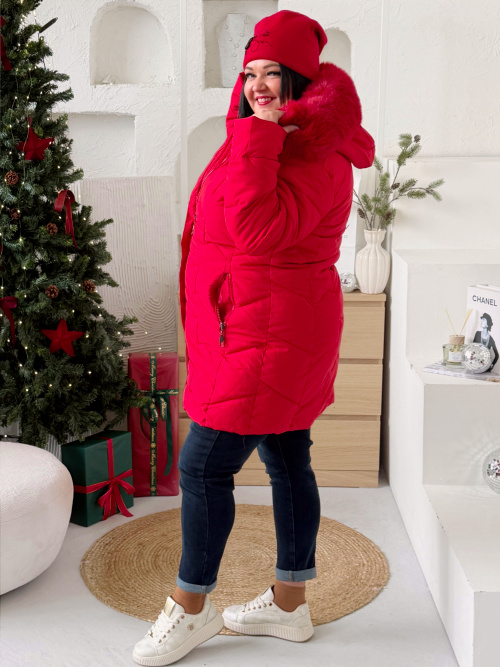 Zimní bunda Soňa do 4XL - červená