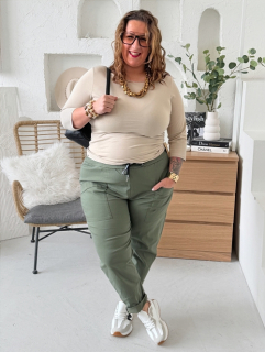 Elastické kalhoty Siera do 4XL khaki