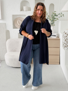 Lehounký cardigan z nemačkavého materiálu do 4XL tmavě modrý
