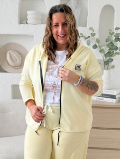 Máslová mikina na zip Jefry do 3XL - žlutá