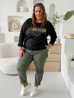 Strečové kalhoty elastické Sporty VĚTŠÍ do 5XL KHAKI