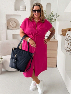 Košilové šaty Olivia do 4XL - fuchsiové